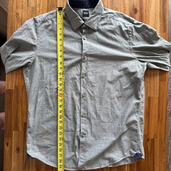 Hugo Boss Men's Shirt Size Large LARGE REGULAR  FIT Gray Stretch Preppy Business - Picture 12 of 13